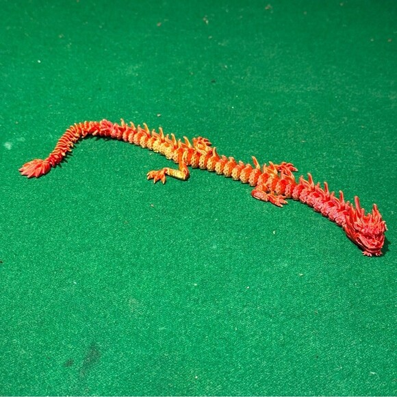 Toys | Flexi Factory Imperial Dragon 3d Printed Orange And Red Fire ...